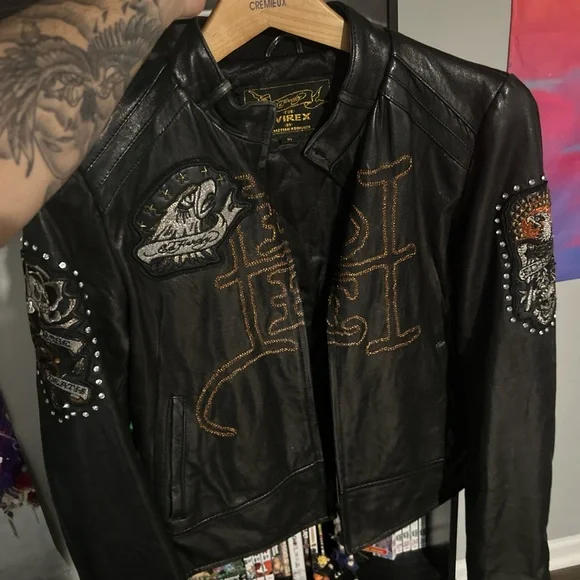 ed hardy leather jacket - Picture 6 of 7